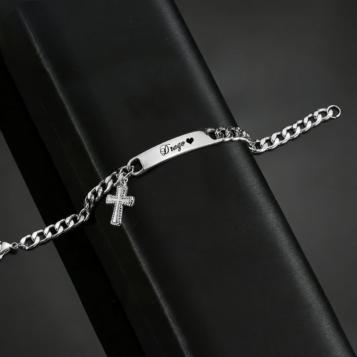 Gourmette Japonaise Personnalisée avec Charm Croix