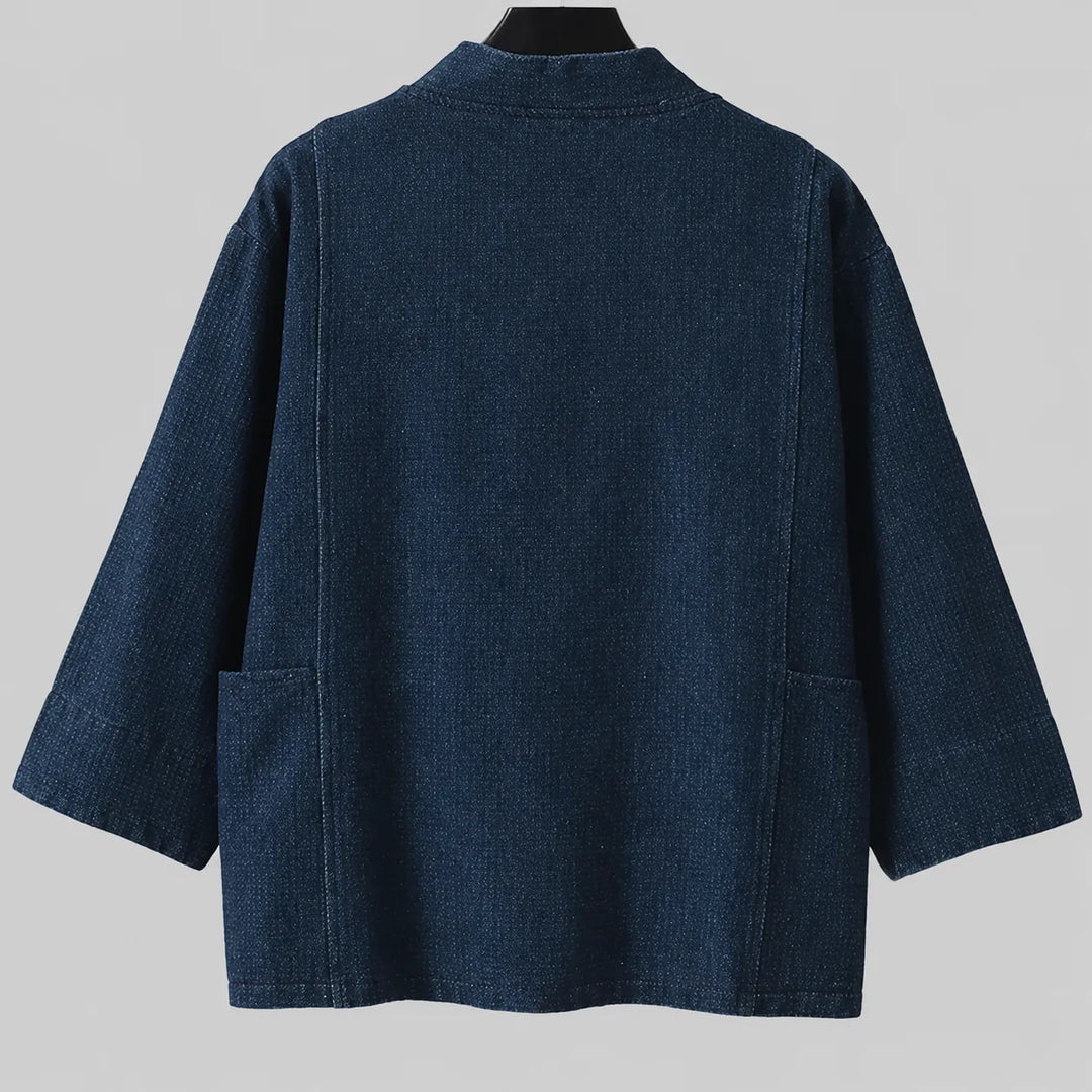Grande Veste Kimono Homme Japonais en Denim Dos