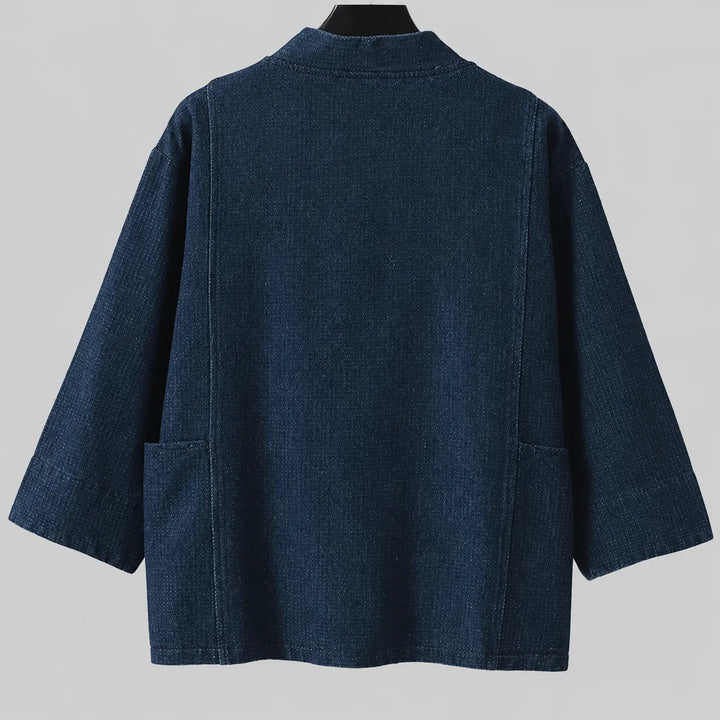 Grande Veste Kimono Homme Japonais en Denim Dos