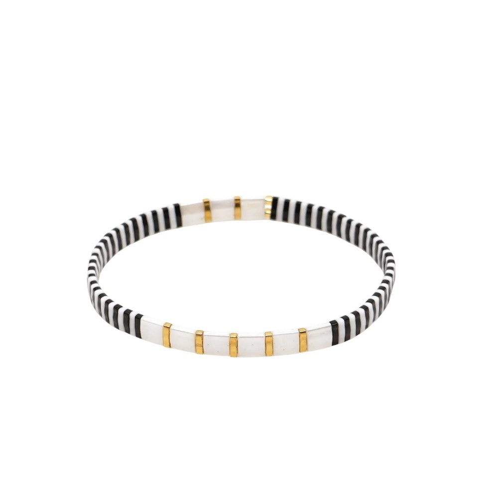 Bracelet Miyuki Tila Or Noir Blanc