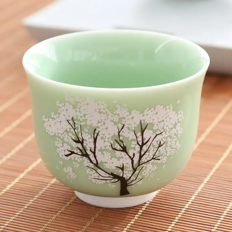 Tasse à thé Sakura verte