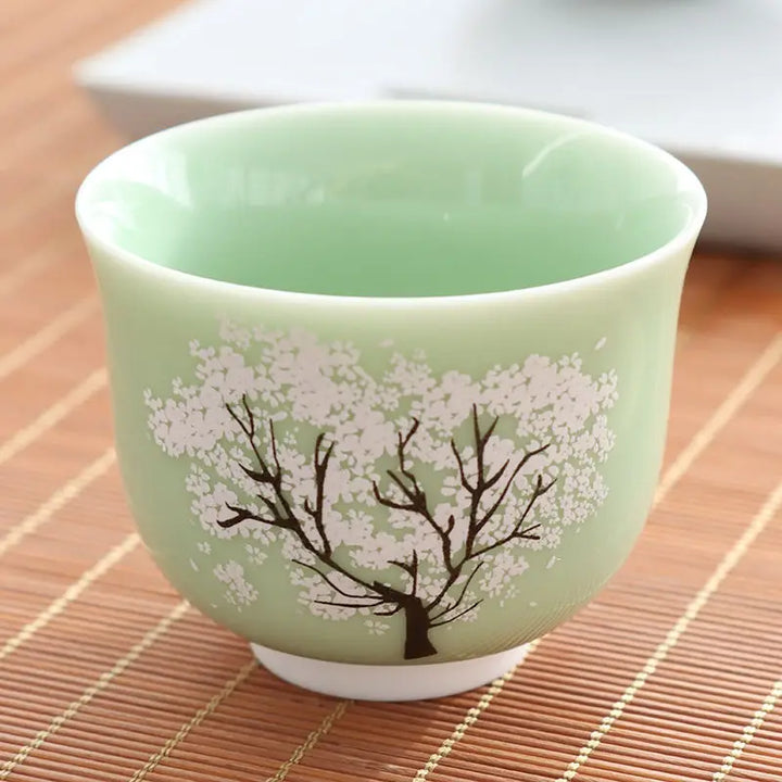 Tasse à thé Sakura verte