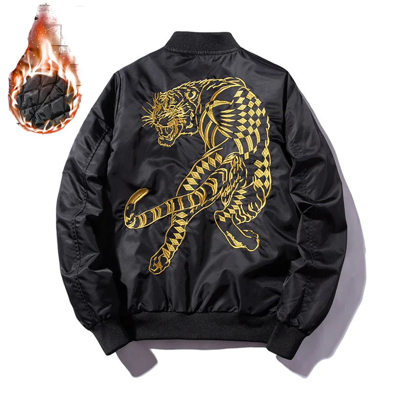 Sukajan Noir Homme Motif Tigre