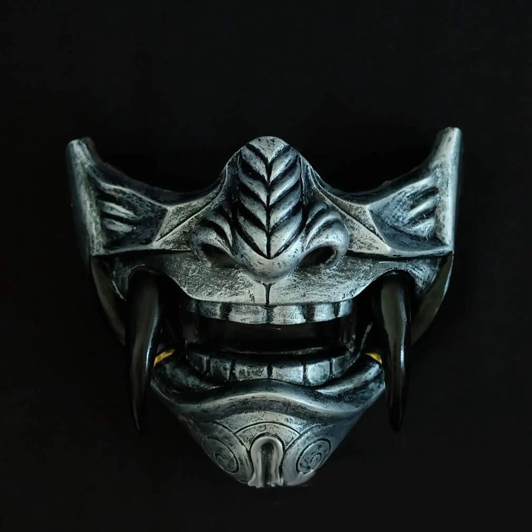 Demi masque demon japonais argent 