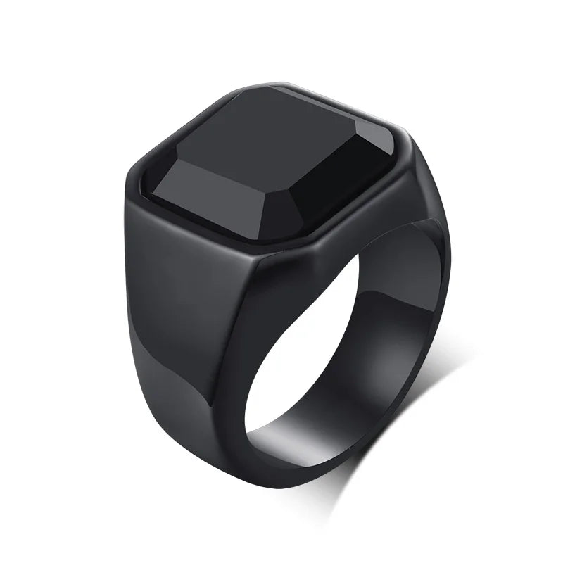 Bague Japonaise Carré noir en Acier