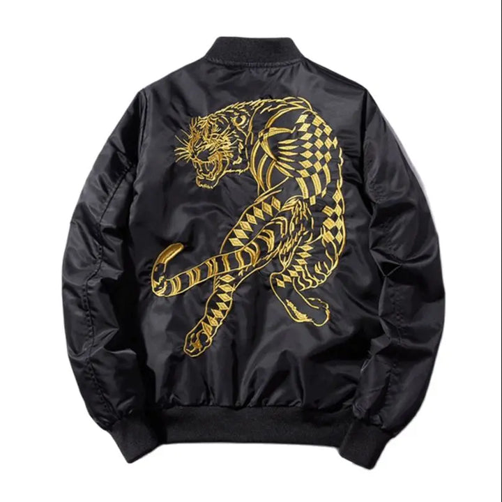 Sukajan Noir Homme Motif Tigre