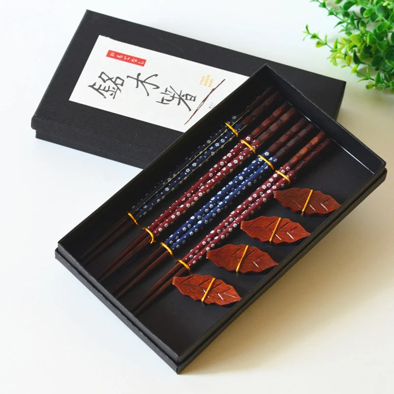 Coffret baguette japonaise motif fleurs de cerisier 