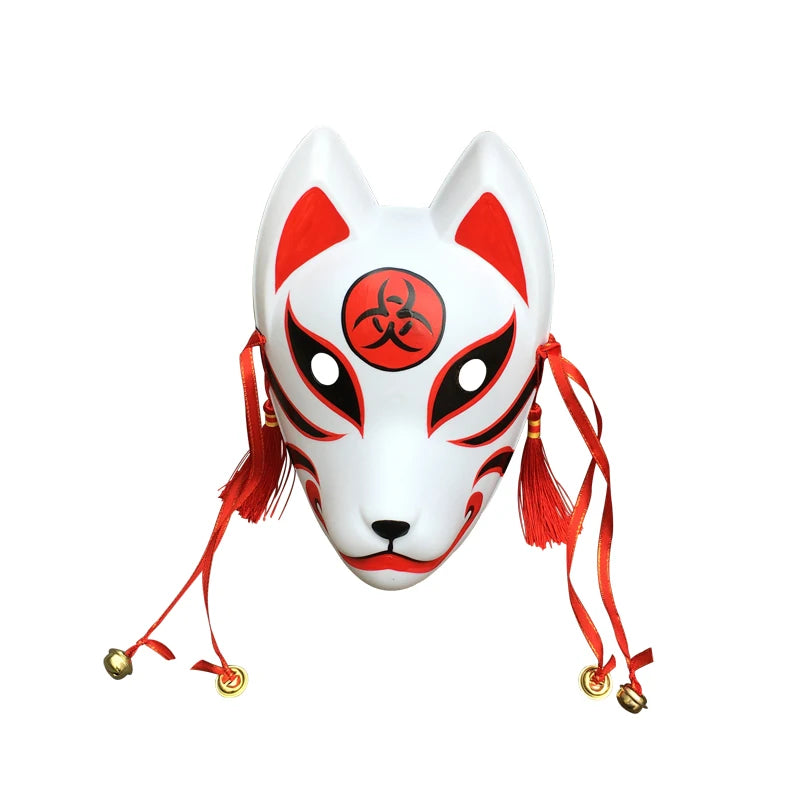 Masque renard japonais blanc rouge 