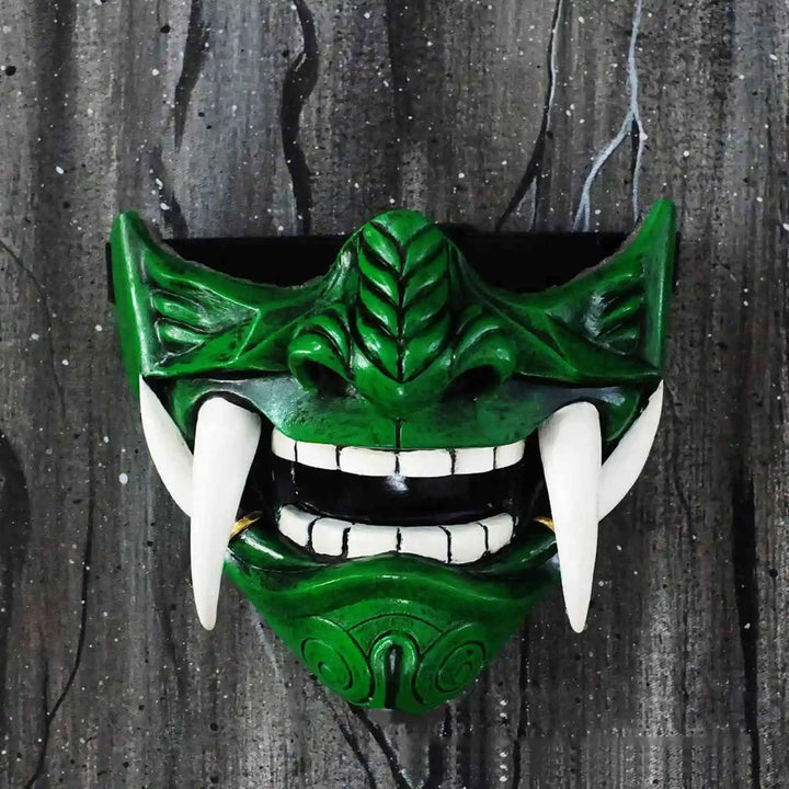 Demi masque demon japonais vert 