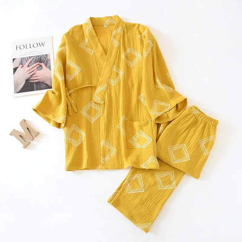 Jinbei Japonais Couple Jaune