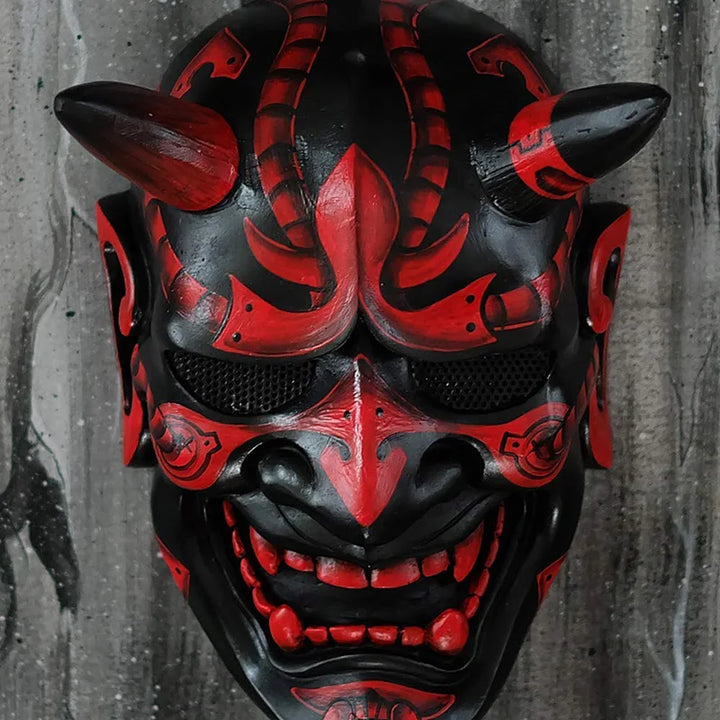 Masque samourai japonais rouge noir 