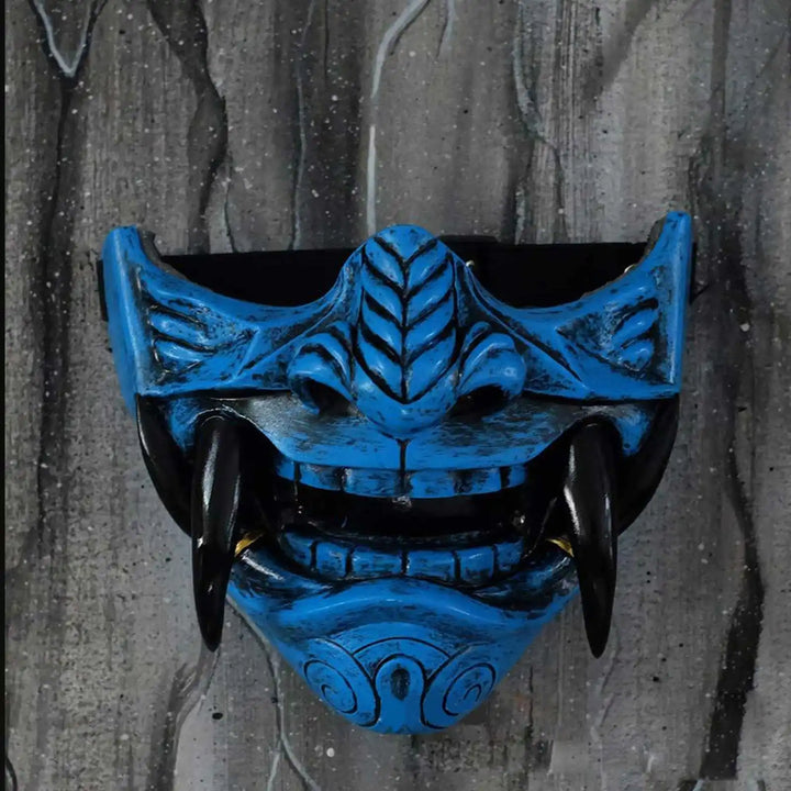 Demi masque demon japonais bleu 