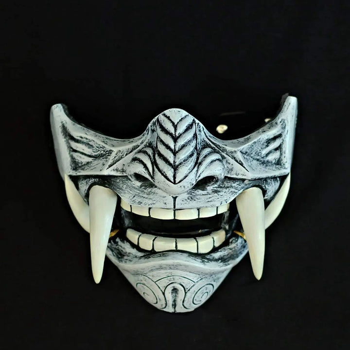 Demi masque demon japonais blanc