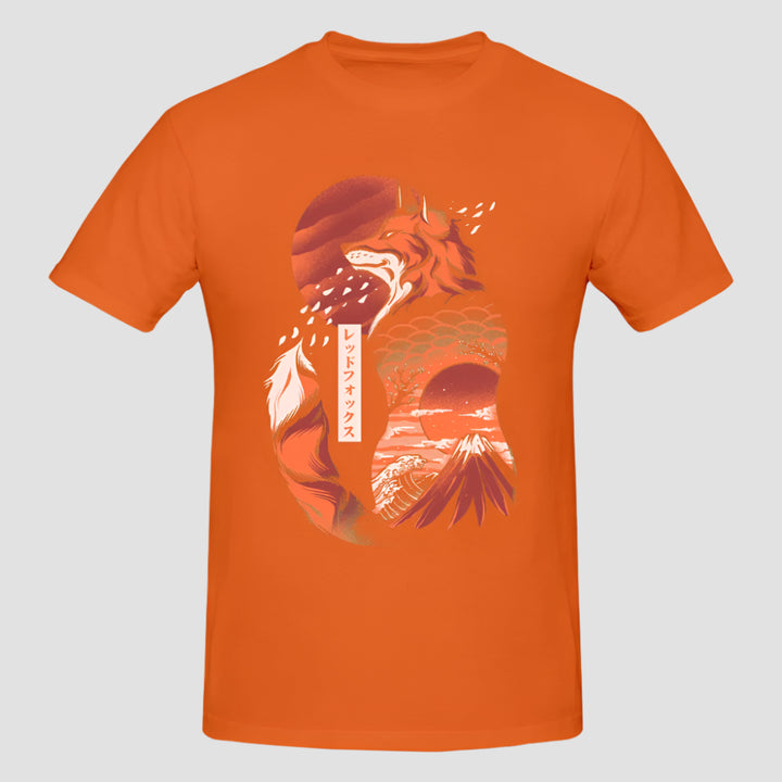 T-shirt Japonais Artistique Renard Orange