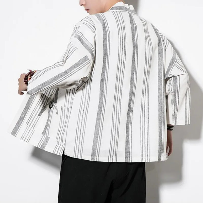 Veste Kimono Homme Rayée 