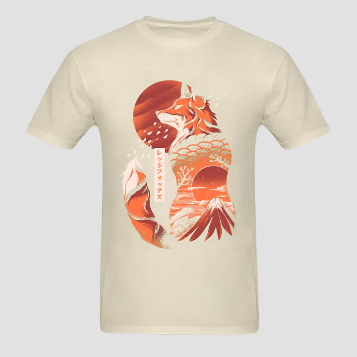 T-shirt Japonais Artistique Renard Beige