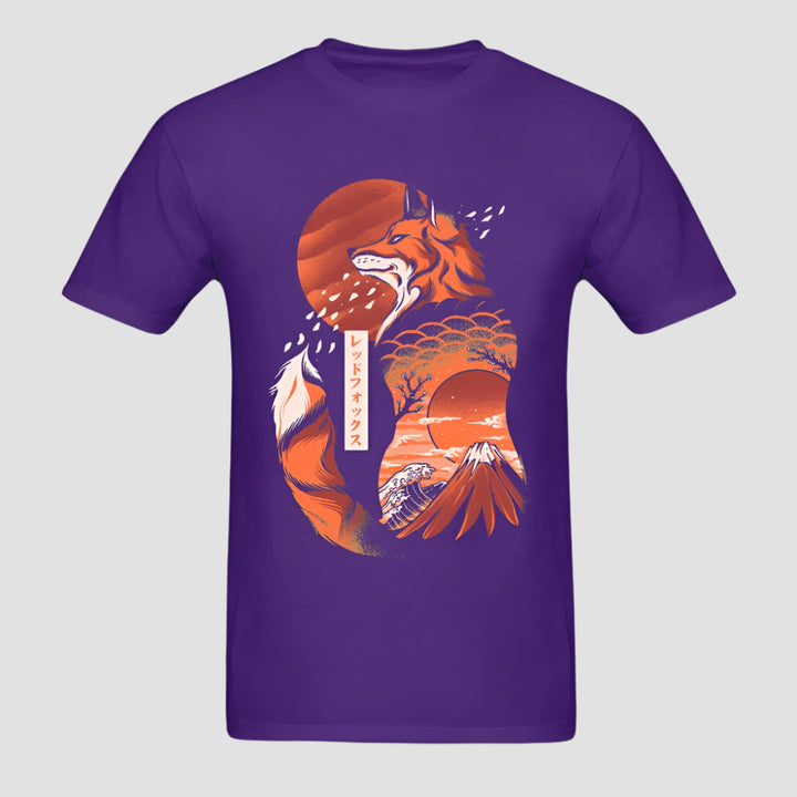 T-shirt Japonais Artistique Renard Violet