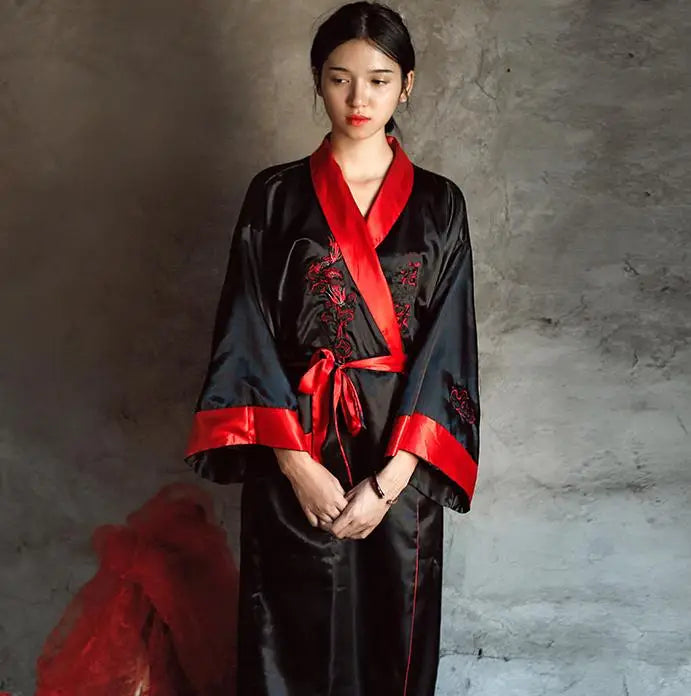 Robe de Chambre Soie Japonaise Noir
