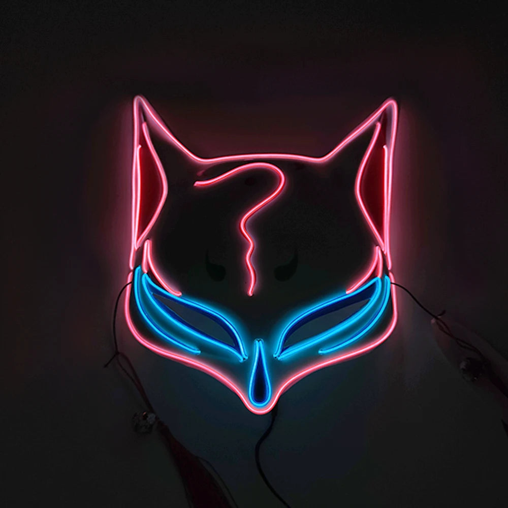 Masque Japonais Renard Néon LED