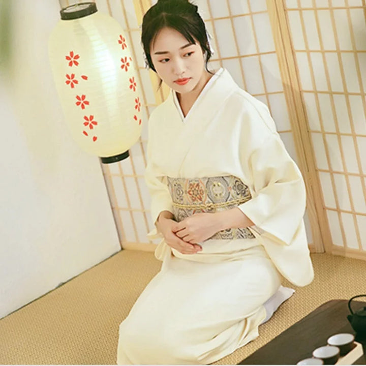 Kimono Japonais Femme Blanc Doux