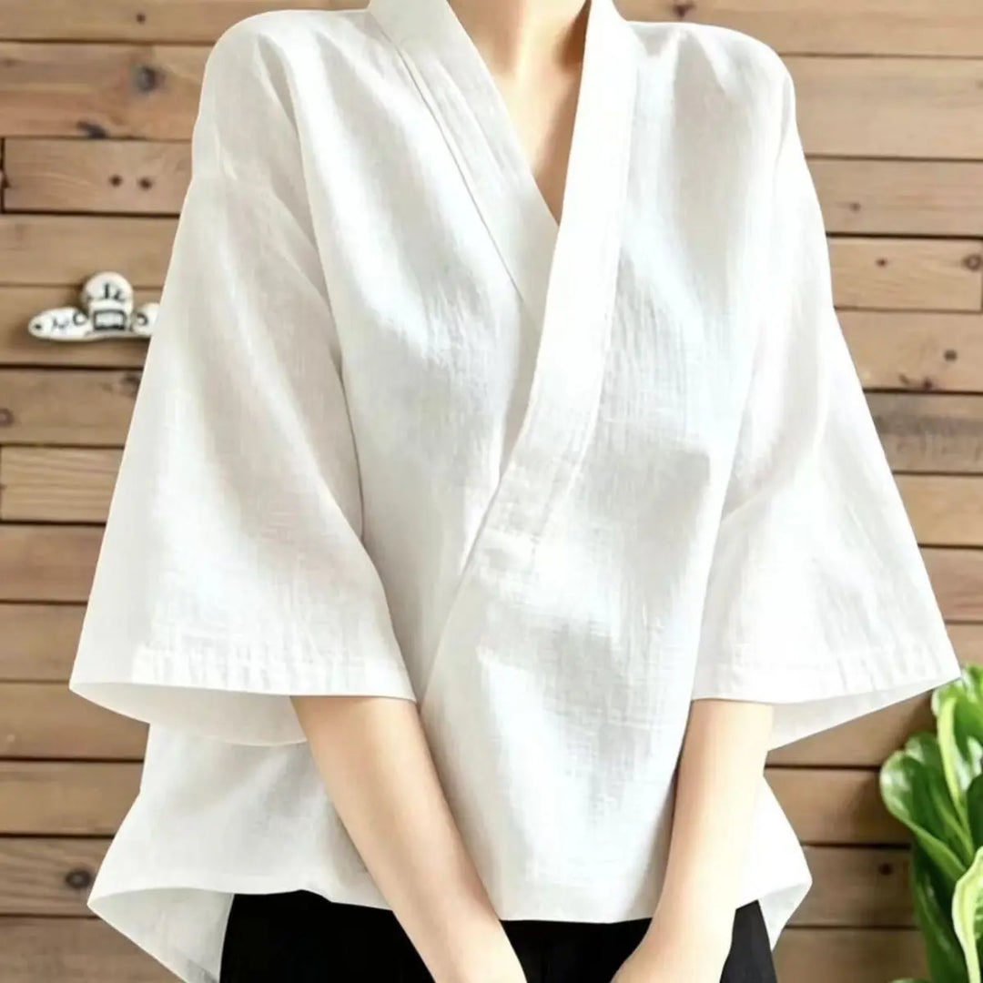 Haut Croisé Japonais en Coton Blanc