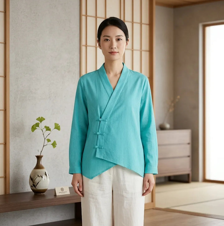 Haut Japonais Oversize de Qualité Bleu Clair