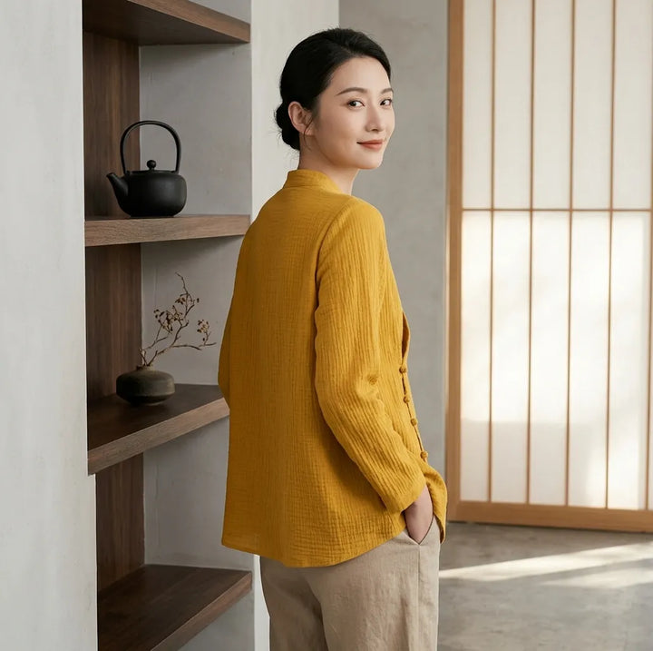 Haut Japonais Oversize de Qualité Jaune