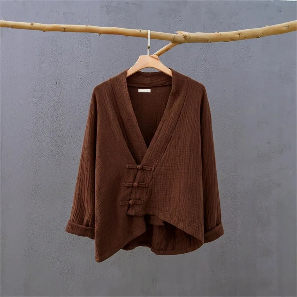 Haut Japonais Oversize de Qualité Marron