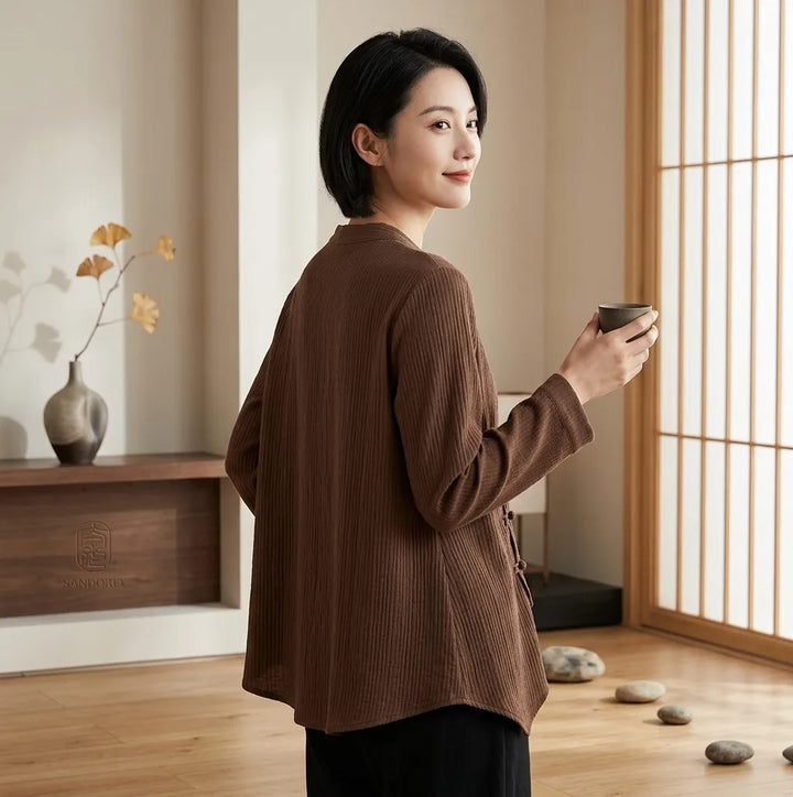 Haut Japonais Oversize de Qualité Marron
