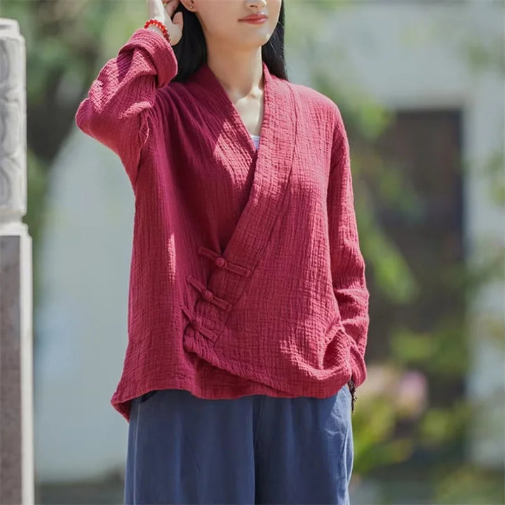Haut Japonais Oversize de Qualité Rouge