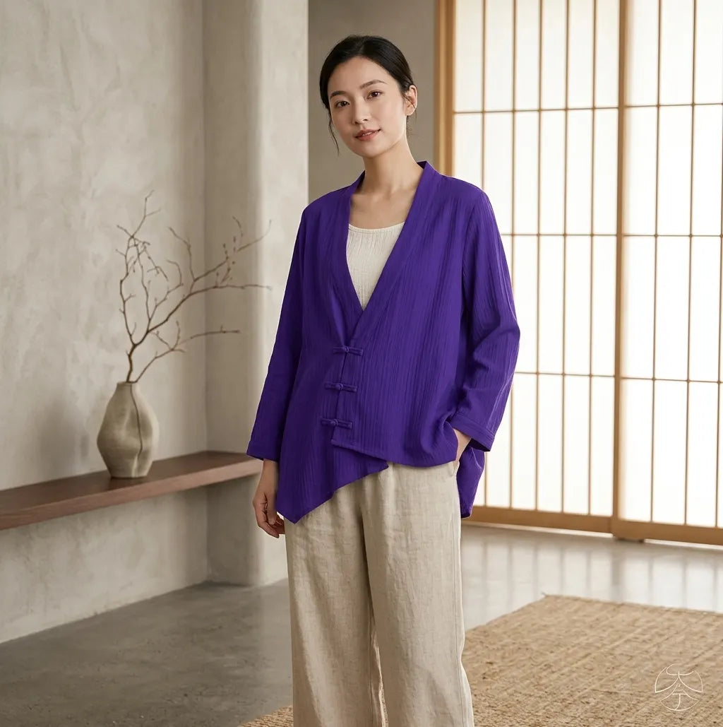 Haut Japonais Oversize de Qualité Violet