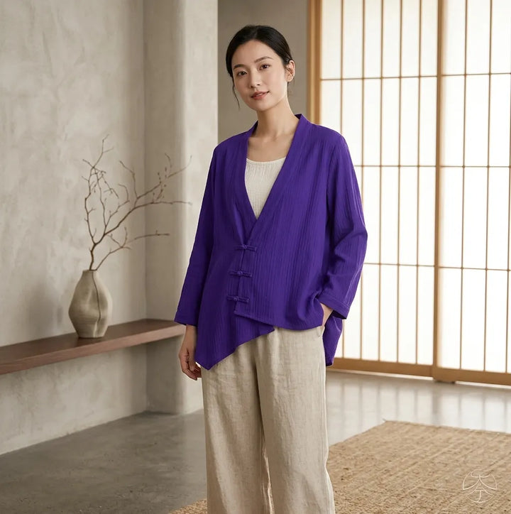 Haut Japonais Oversize de Qualité Violet