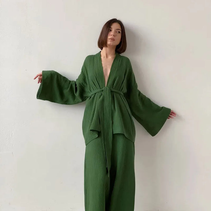 Kimono Coton vert