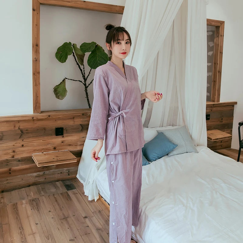 Ensemble de Pyjama Style Kimono Femme coton