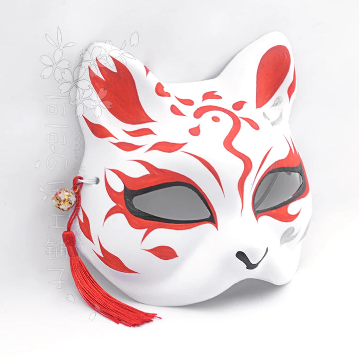 Masque traditionnel japonais blanc rouge 