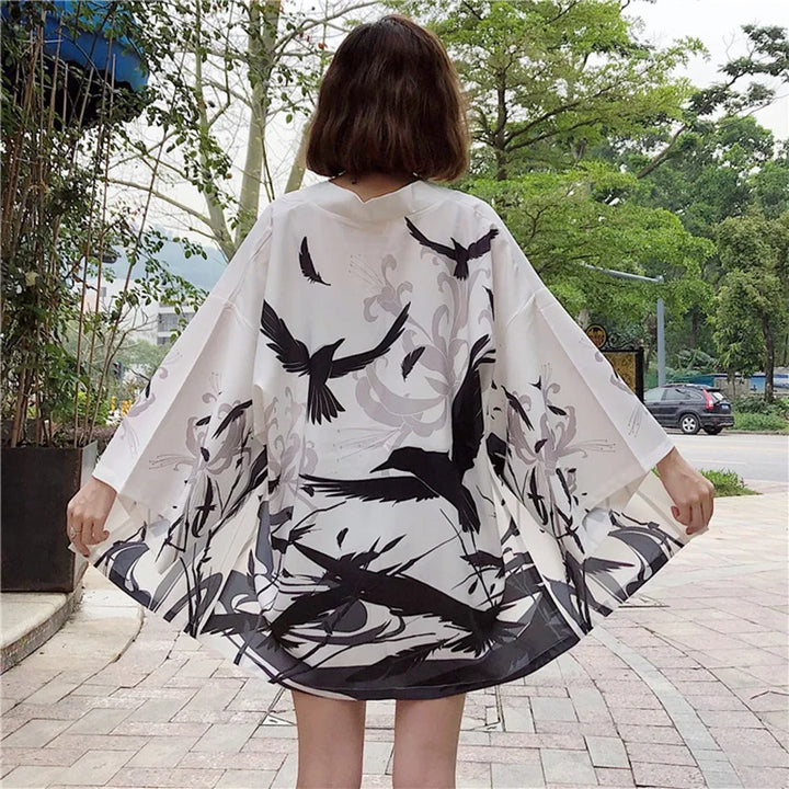 Veste Kimono Japonaise Femme Originale oiseaux