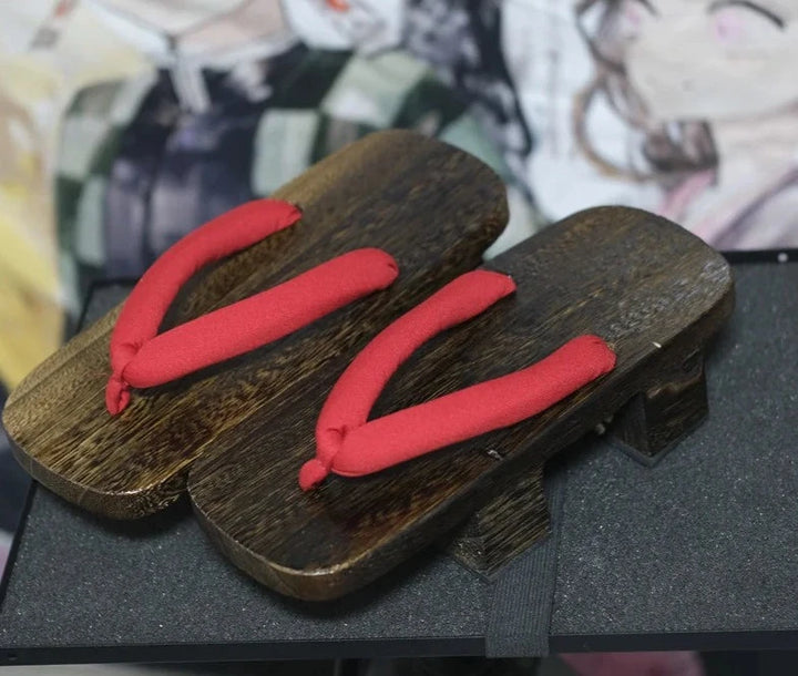Sandale Japonaise Zori marron et rouge