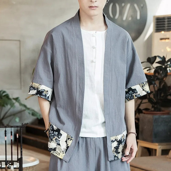 Veste Kimono Homme à Motifs coton