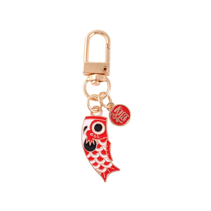 Porte-clef Japonais à Breloques rouge