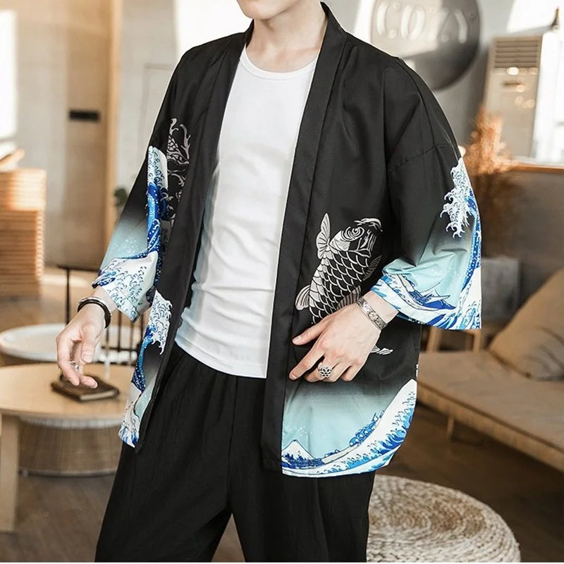 Veste Kimono Homme Carpe Koi 