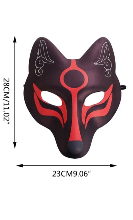 Masque Japonais Kitsune Noir traditionnel