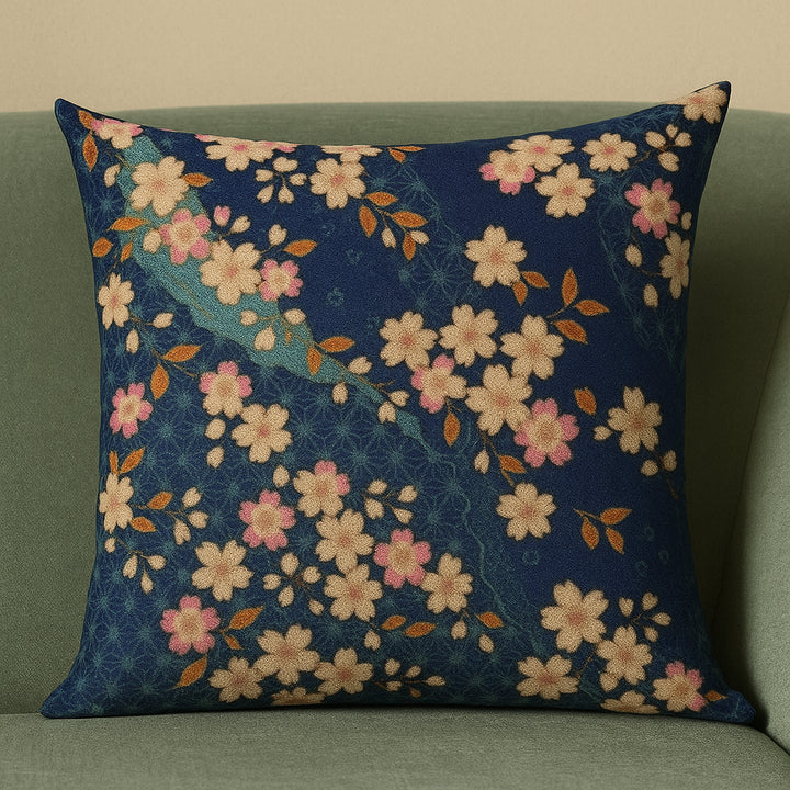 Housse D’Oreiller Japonaise Bleue Sakura