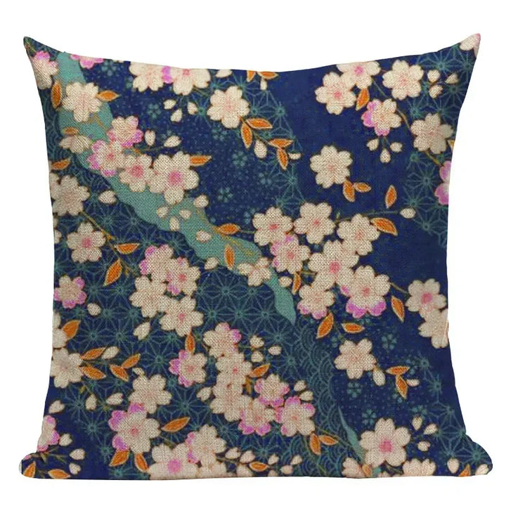 Housse D’Oreiller Japonaise Bleue Sakura stylé