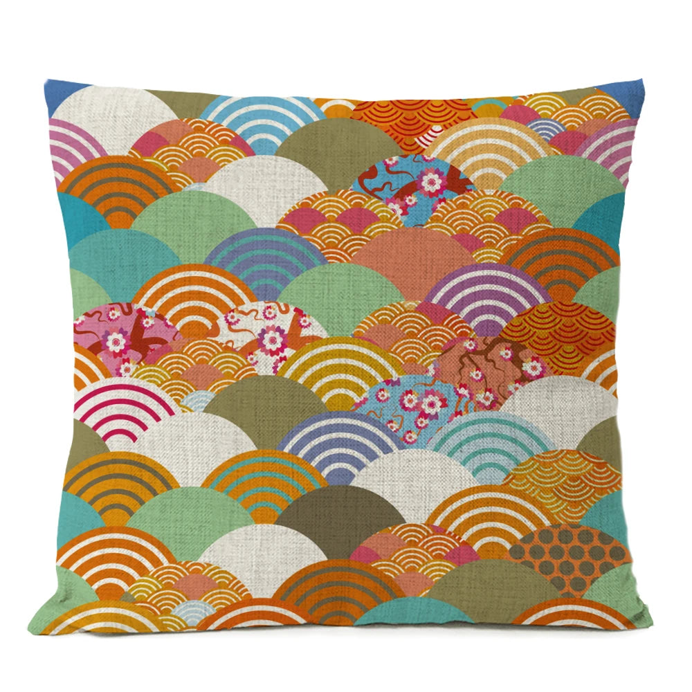 Housse de Coussin Colorée Japonaise
