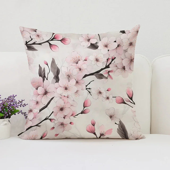 Housse de Coussin Fleurie Rose
