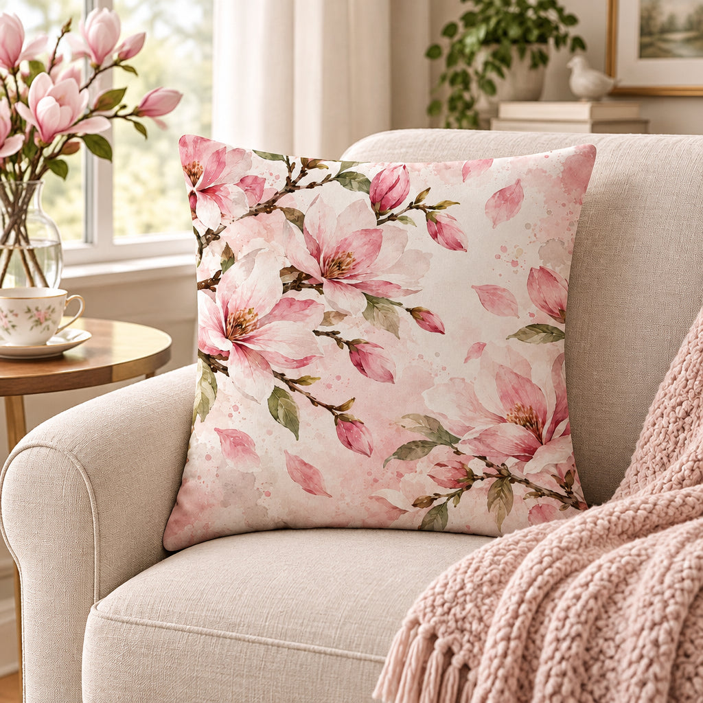Housse de Coussin Fleurie Rose de qualité