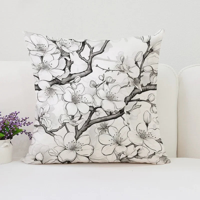 Housse de Coussin Fleurs Japonaises