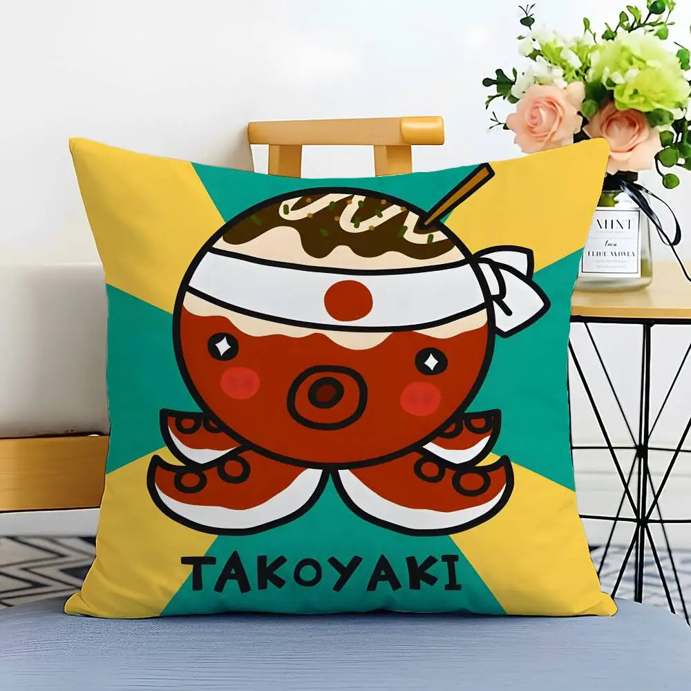Housse de Coussin Imprimé Takoyaki