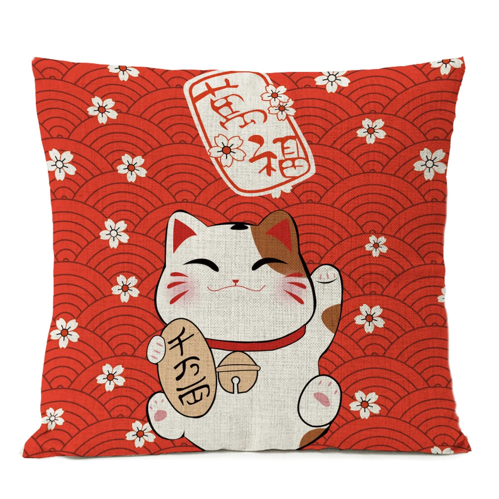 Housse de Coussin Japonaise Porte-Bonheur
