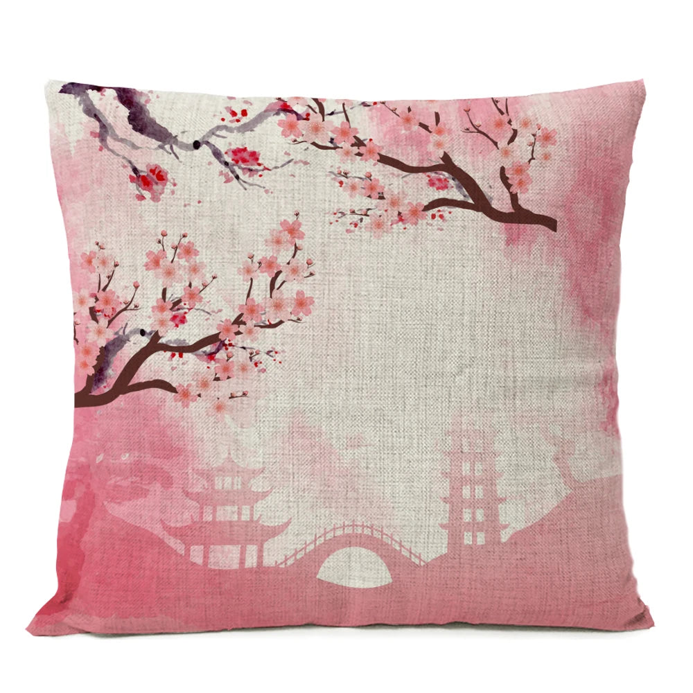 Housse de Coussin Japonaise Rose Sakura